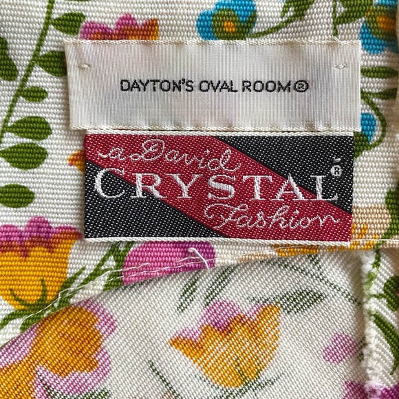 Vintage 60s David Crystal Floral Dress Suit Set S Ivory Pink Blue Yellow Green - Picture 13 of 13